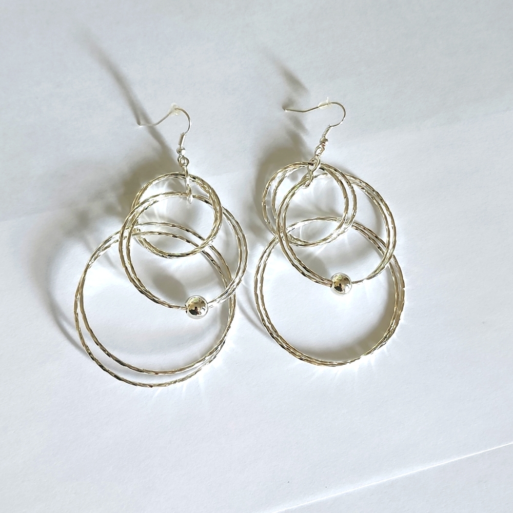 Stirling silver dangle hoop earrings